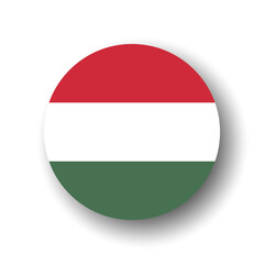 Hungary flag - flat vector circle icon or badge with dropped shadow.