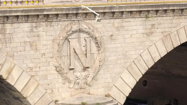 Napoleon III imperial monogram on the Pont au Change bridge in Paris, France