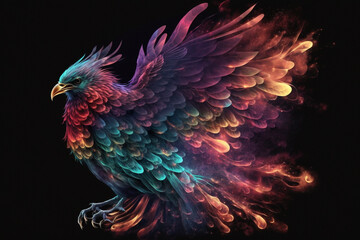 Obraz premium Phoenix Fantastic Bird with Vibrant Colors of the Feathers and majestic look. Ai generated
