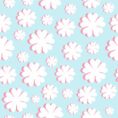 Seamless vector pattern for design and fashion prints. Flowers pattern with white flowers on a light blue background.