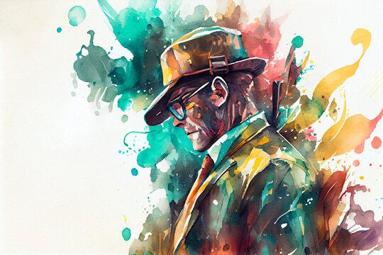 background image of detective, character, clever person, AI Generated