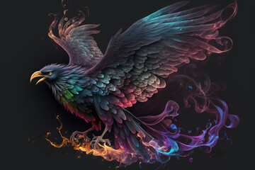 Obraz premium Phoenix Fantastic Bird with Vibrant Colors of the Feathers and majestic look. Ai generated
