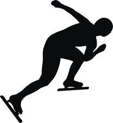 female athlete speed skater black silhouette