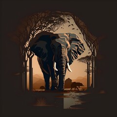 Elephant Vector Art, Generative AI
