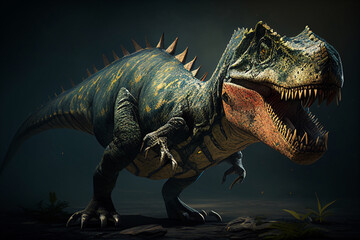 Roaring tyrannosaurus. Mesozoic era carnivorous dinosaur. illustration Generative AI