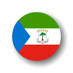 Equatorial Guinea flag - flat vector circle icon or badge with dropped shadow.