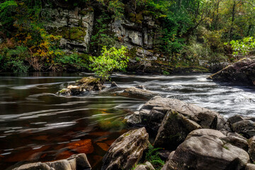Naklejka na ściany i meble River Black Water near Rogie Falls, Highlands, Scotland