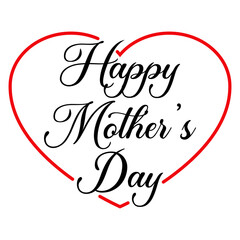 Letras de la palabra Happy Mother's Day en texto manuscrito con corazón lineal para su uso en felicitaciones y tarjetas