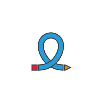colorful loop elastic pen outline logo vector