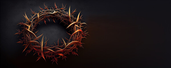 Crown of thorns, Banner with Copy Space, Generative AI