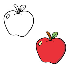 Red apple graphic vector illustration. Perfect for art, postcards, cards, wall decor, t-shirts, cards, prints, drawing books, coloring books, wallpaper, prints, cards, ect.