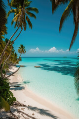 Fototapeta na wymiar Tropical Paradise: Discovering Stunning Caribbean Beach, Crystal Clear Waters and Sandy Shores AI Generative
