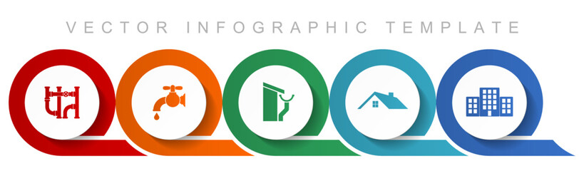 Home service icon set, miscellaneous icons such as pipe, tap, roof and gutter, house and building for webdesign and mobile applications, flat design infographic vector template in eps 10