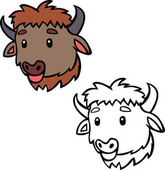 Vector illustration of colored byson and outlines. Perfect for practice coloring, drawing, printing, wallpaper, prints, cards, etc.