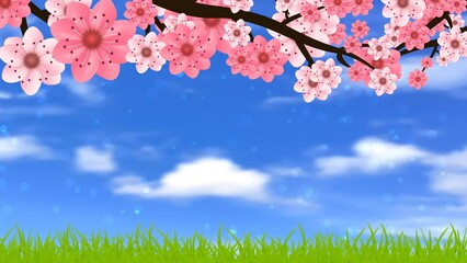 spring season animation with pink flower branch