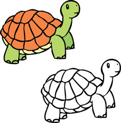 Turtle vector illustration of colored  and outlines. Perfect for art, postcards, cards, wall decor, t-shirts, cards, prints, drawing books, coloring books, wallpaper, prints, cards, ect.