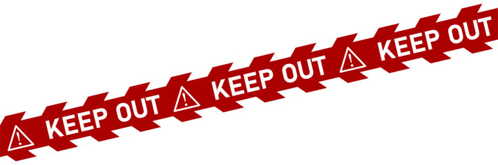 Caution Danger Stop Keep Out Crime Scene Red White Stripe Tape Stripe Warning or Restriction Sign Icon Symbol with Empty Space for Text. Vector Image.
