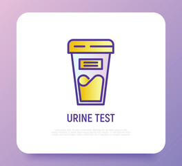 Urine test thin line icon. Medical analysis. Modern vector illustration for laboratory service.