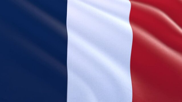 Slow motion loop of a France flag waving in the wind