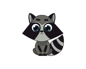 Raccoon vector isolated colour icon. Raccoon animal vector icon. Raccoon icon