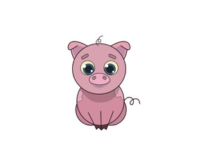 Pig vector isolated colour icon. Pig animal vector icon. Pig icon