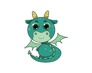 Dragon vector isolated colour icon. Dragon animal vector icon. Dragon icon