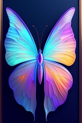 3D Butterfly laser focus in colorful background. 3D Illustration