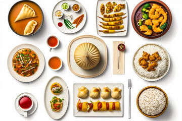 Assortiment de plats chinois, cuisine chinoise - générative ia - obrazy, fototapety, plakaty