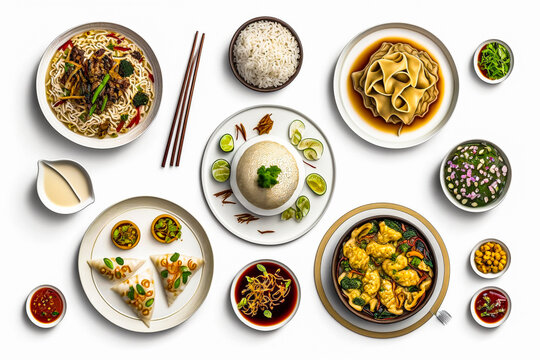 Assortiment de plats chinois, cuisine chinoise - générative ia