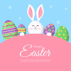 Vector illustration of Happy Easter wishes greeting