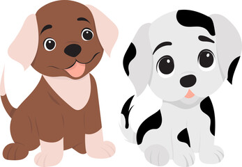 puppies cute, cartoon for kids isolated vector
