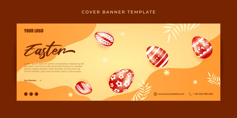 Vector illustration of Happy Easter Facebook cover banner Template