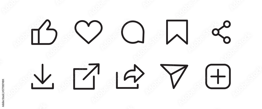 Poster set of generic social media user interface icons. arrow for the website and app. share icon symbol l