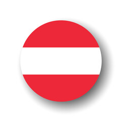 Austria flag - flat vector circle icon or badge with dropped shadow.