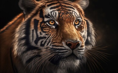 Naklejka premium Portrait of a tiger. Generative AI technology.