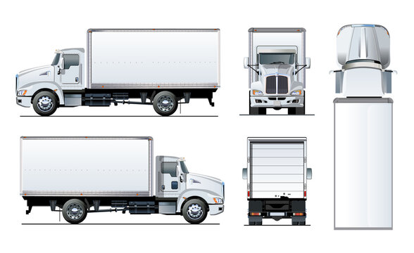 Delivery or cargo truck template isolated on transparency background. 
