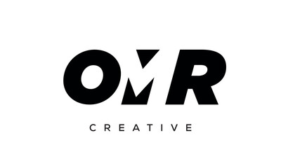OMR letters negative space logo design. creative typography monogram vector