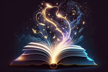 Magical light was used to open a magical book. Education. Generative AI