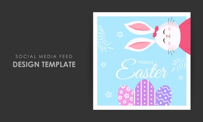 Vector illustration of Happy Easter Instagram story mockup template