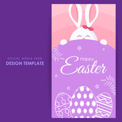 Vector illustration of Happy Easter Facebook story mockup template