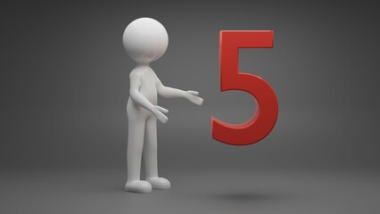 3d person with a number