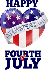 Happy Fourth of July American Flag Heart Design