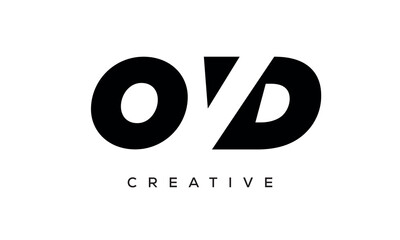 OVD letters negative space logo design. creative typography monogram vector