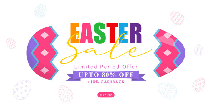 Vector illustration of Happy Easter Sale banner template
