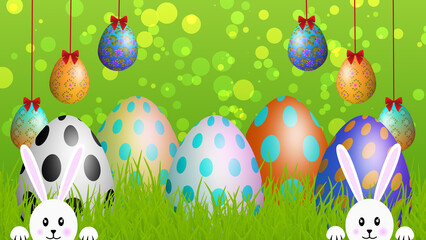 Easter concept image in green texture with circles