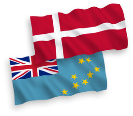 Flags of Denmark and Tuvalu on a white background
