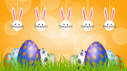 dotted eggs and some Swinging rabbit icon presenting Easter