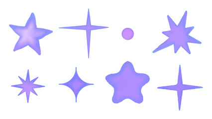 Obraz premium Set of watercolor blue stars on a white background.