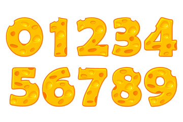 Cheese number alphabet set. Vector illustration. More typeface style in my portfolio
