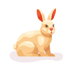 Cute Rabbit vector flat illustration isolated on white background. Farm animal happy rabbit cartoon character. Colorful farm animal Rabbit character